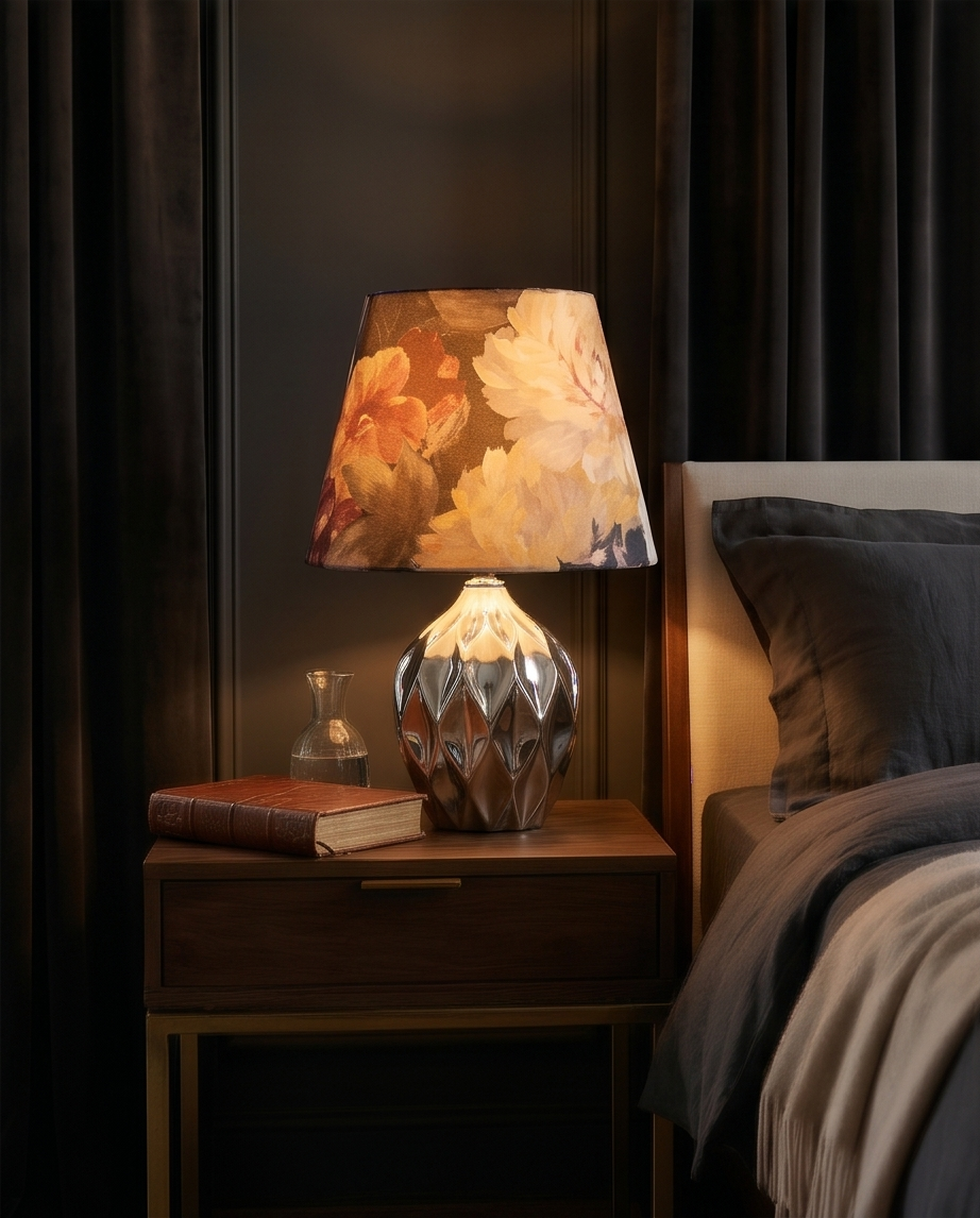 Lampa "Culoare" – Arta catifelei și eleganța ceramicii