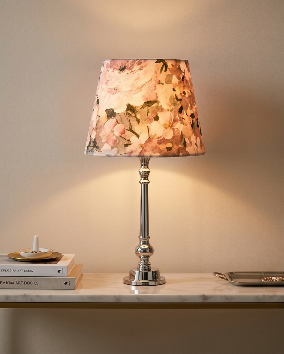 Lampa "Viață în Roz" – Eleganță tactilă și strălucire cromată