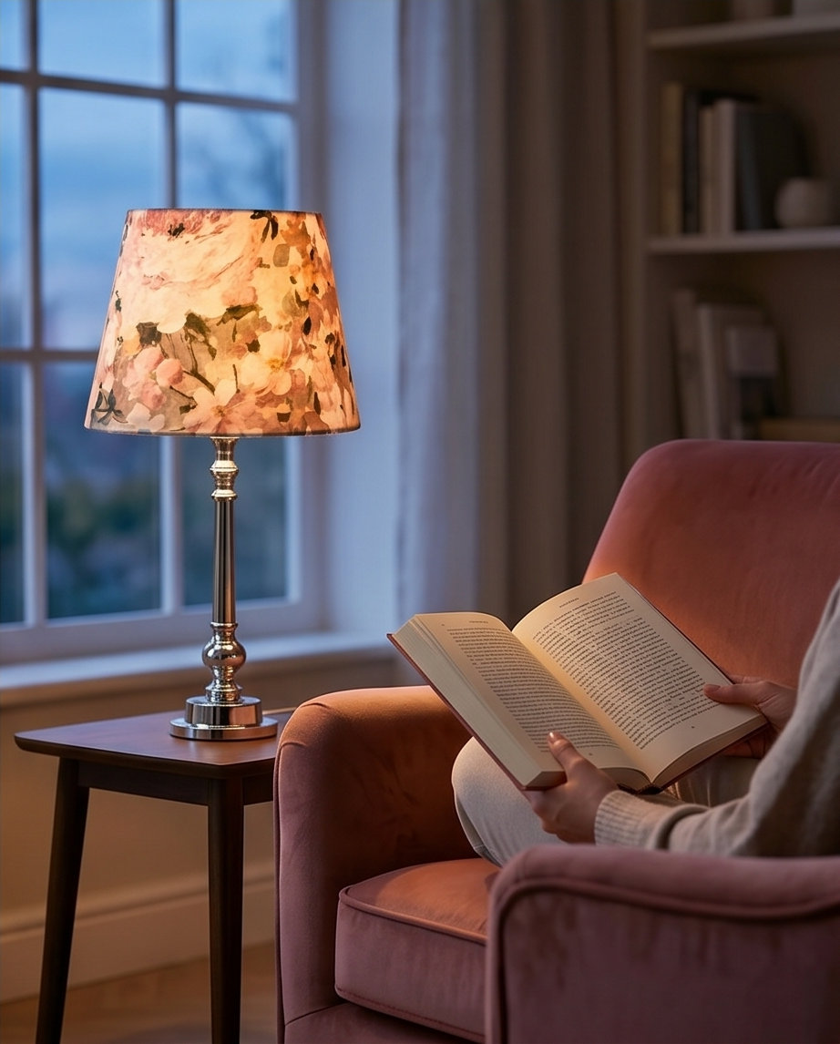 Lampa "Viață în Roz" – Eleganță tactilă și strălucire cromată