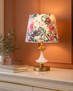 Lampă de Masă "Gradina Colorata" – Design Floral cu Accente Aurii