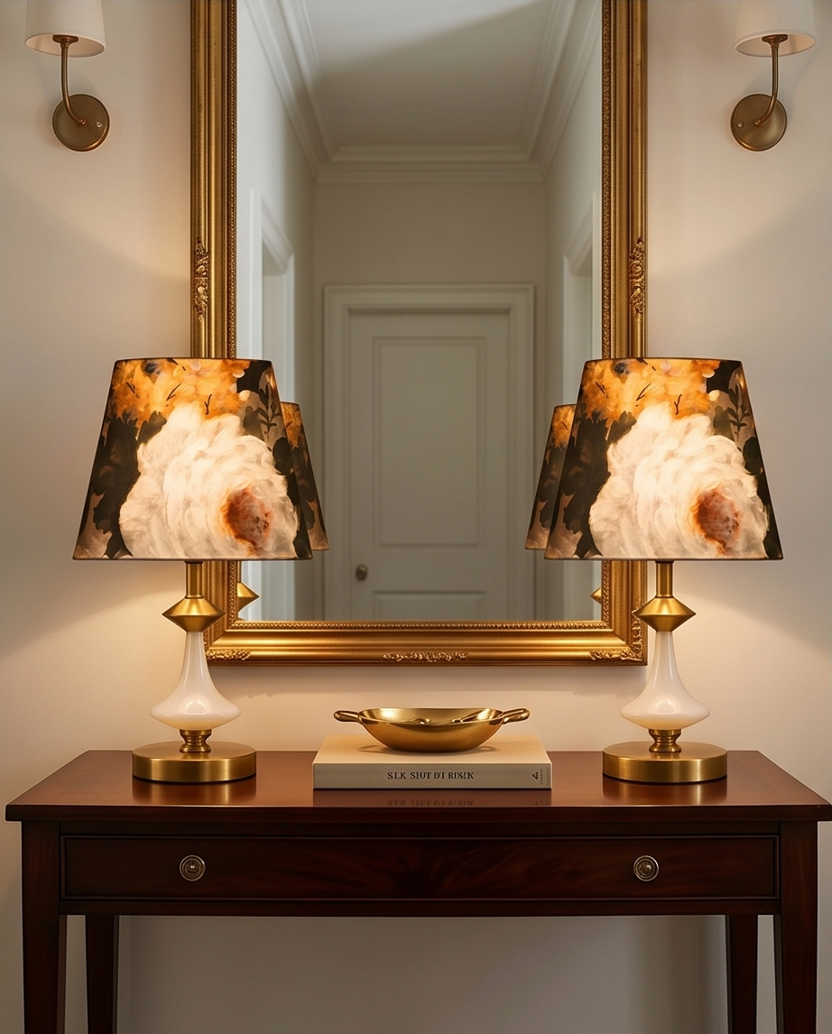 Lampa „Bujor Alb” – Rafinament auriu și lumină difuză