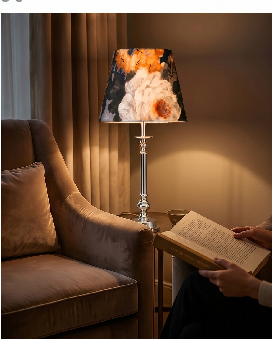 Lampa "Bujor Alb" – Eleganță tactilă și strălucire cromată