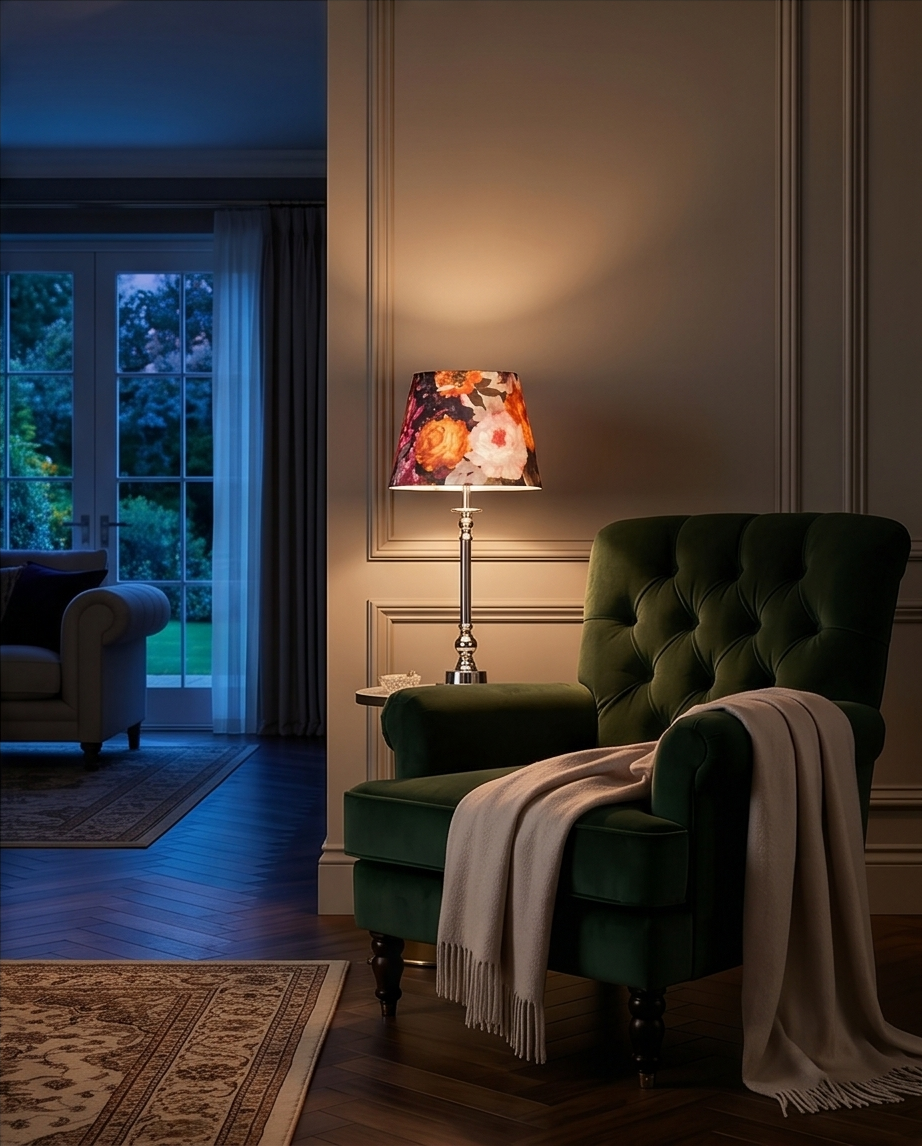 Lampa "Bujor Alb" – Eleganță tactilă și strălucire cromată