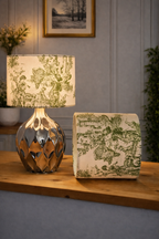 Handmade Lamp "Domnite" Green – Limited Edition Toile de Jouy