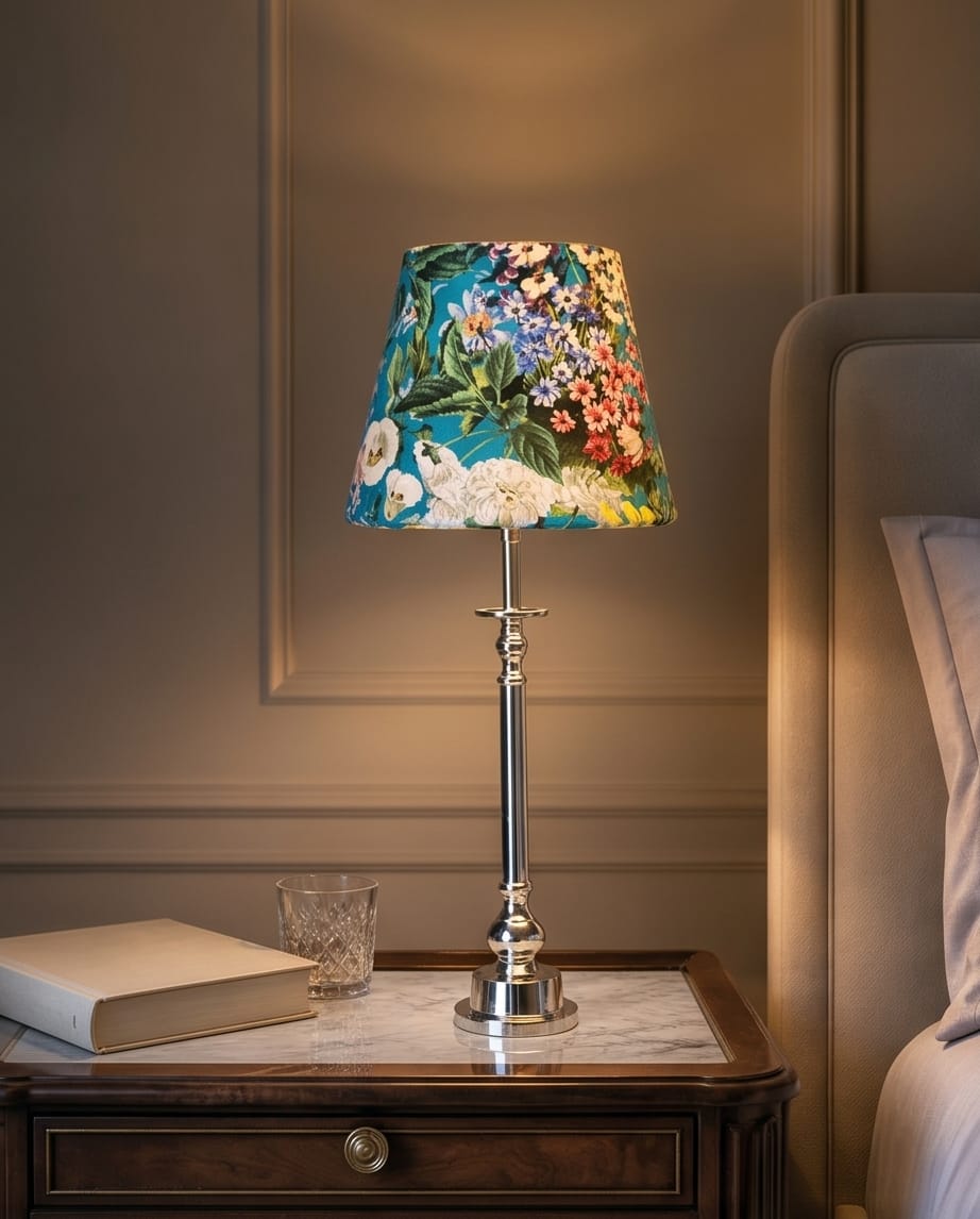 Lampa „Florile Curcubeului” – Eleganță tactilă și strălucire cromată