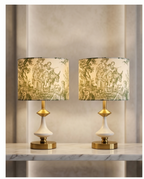 "Journey" Artisan Table Lamp - Limited Edition Toile de Jouy