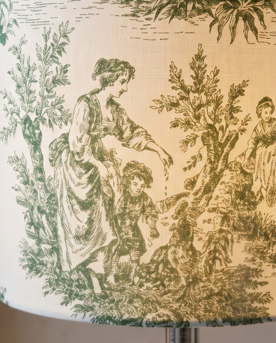 Lámpara de Noche Artesanal "Mama" verde – Edición Limitada Toile de Jouy