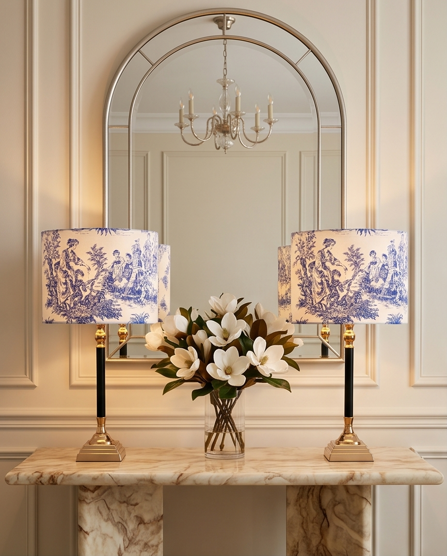 Handcrafted "Mama" Table Lamp in Blue – Limited Edition Toile de Jouy